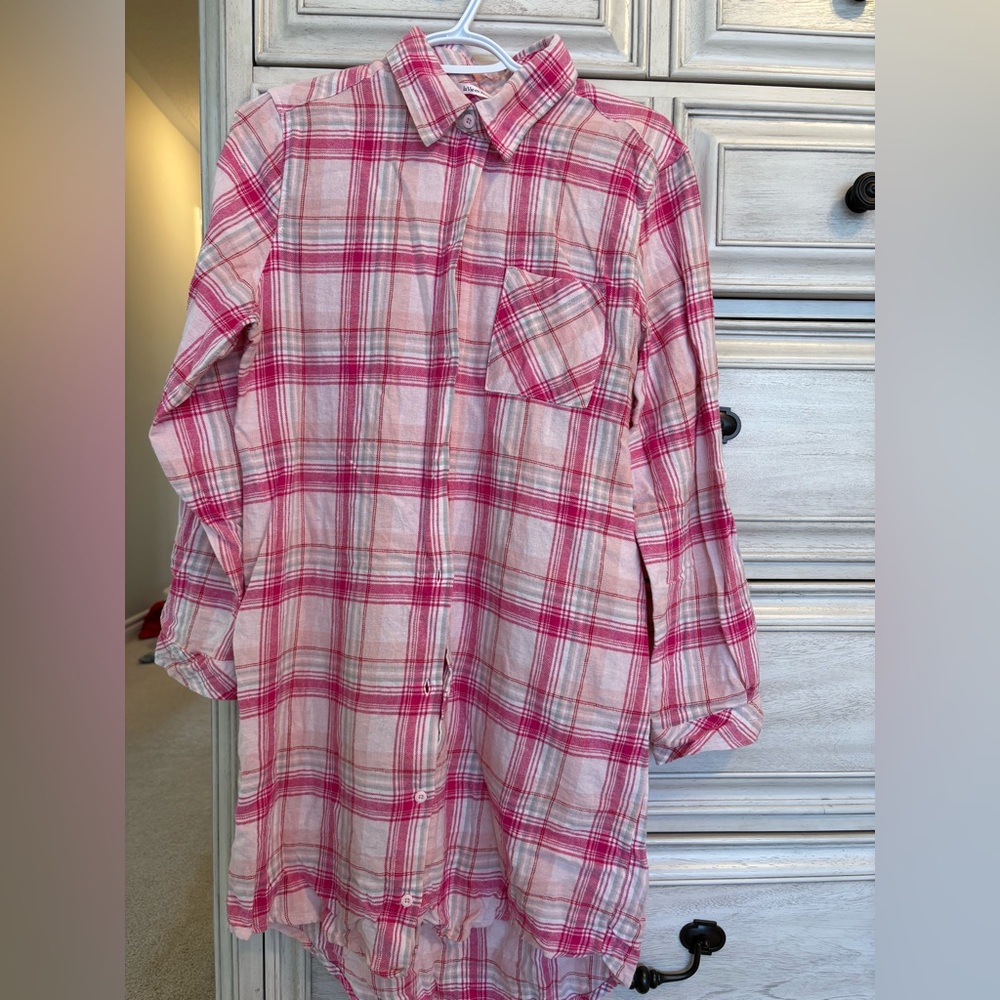 Pink Plaid Button-Up Shirt